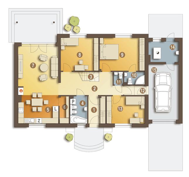 Rzut parteru POW. 135,1 m²