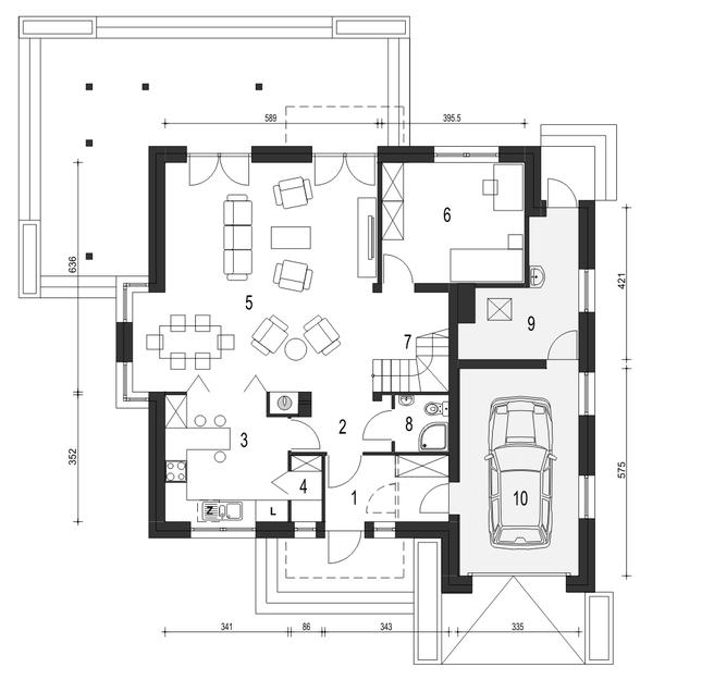 Rzut parteru POW. 111,4 m²