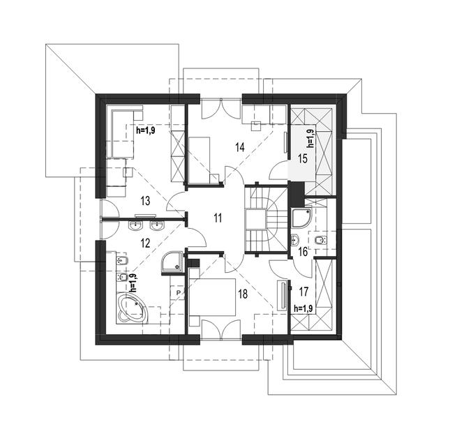 Rzut poddasza POW. 88,7 m²