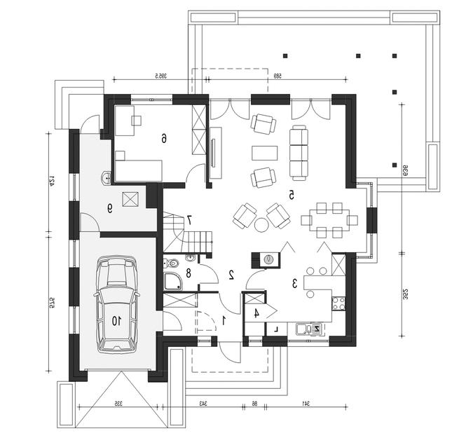 Rzut parteru lustro POW. 111,4 m²