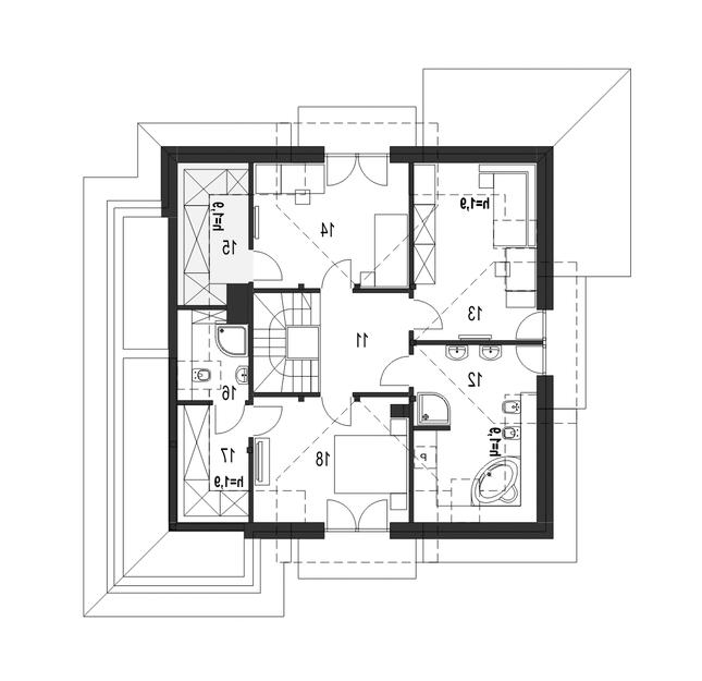 Rzut poddasza lustro POW. 88,7 m²