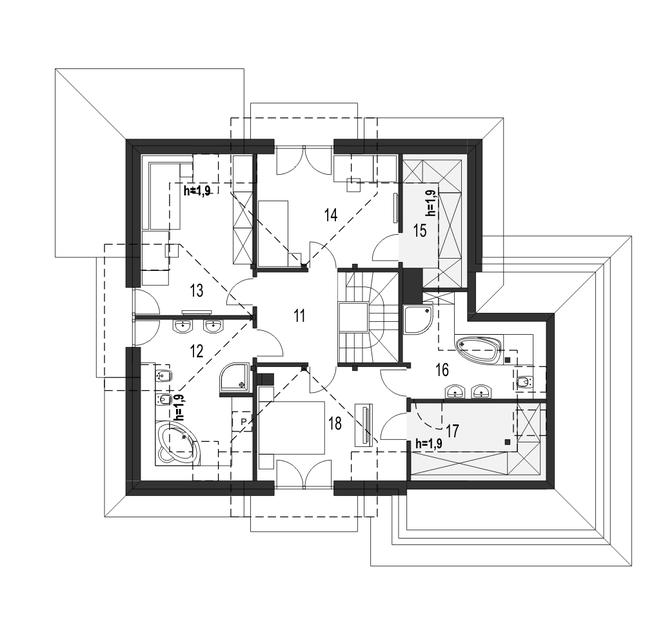 Rzut poddasza POW. 100,1 m²