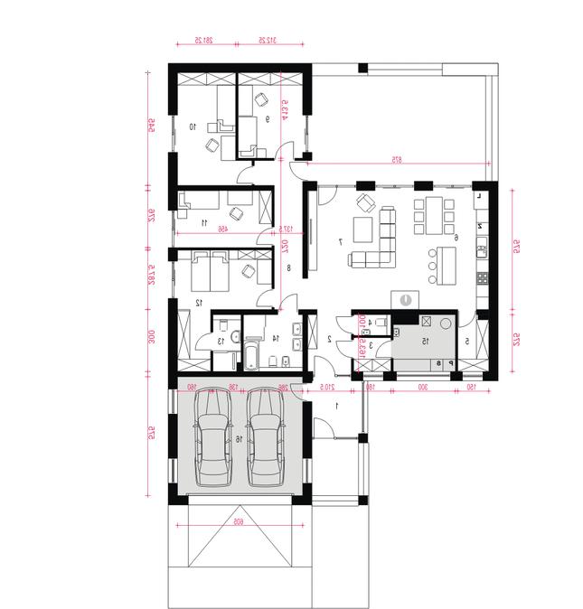 Rzut parteru lustro POW. 193,1 m²