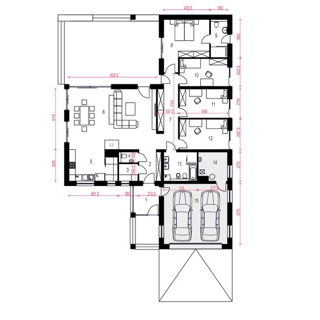 Rzut parteru POW. 201,5 m²