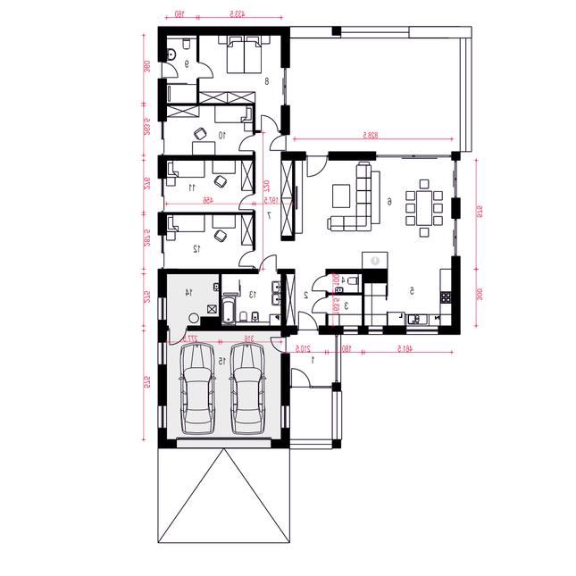 Rzut parteru lustro POW. 201,5 m²