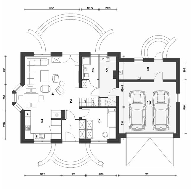 Rzut parteru POW. 127,4 m²