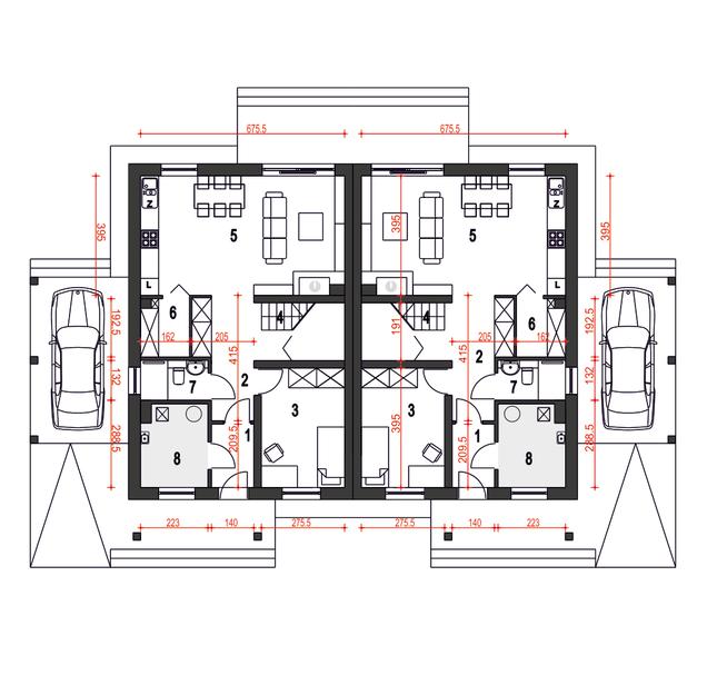 Rzut parteru POW. 65,3 m²