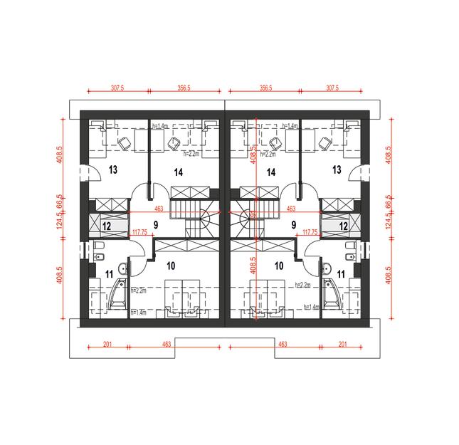 Rzut poddasza POW. 61,0 m²