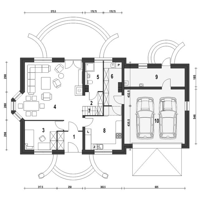 Rzut parteru POW. 127,0 m²