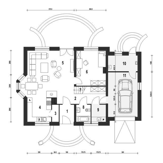 Rzut parteru POW. 109,1 m²