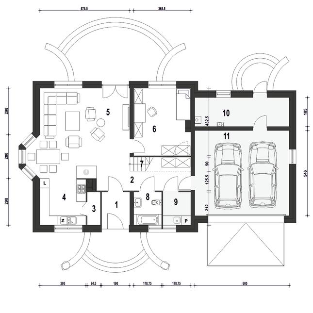 Rzut parteru POW. 125,5 m²