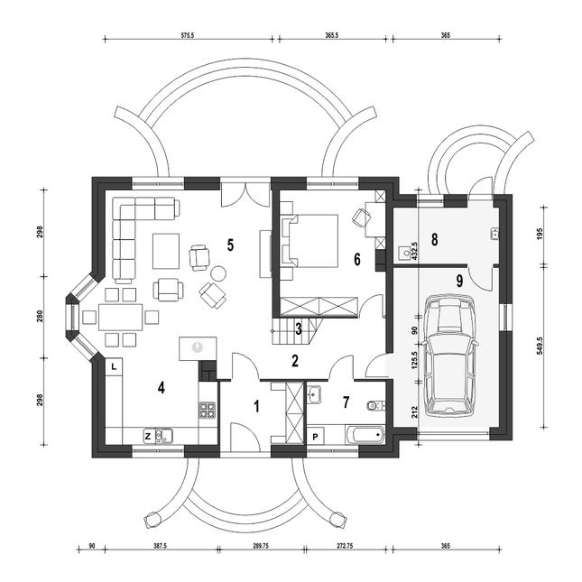 Rzut parteru POW. 110,5 m²