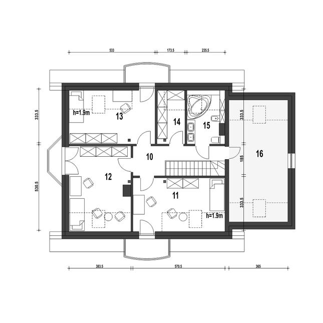 Rzut poddasza POW. 103,4 m²