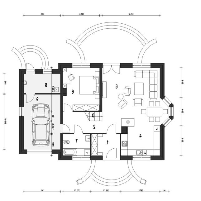 Rzut parteru lustro POW. 110,5 m²