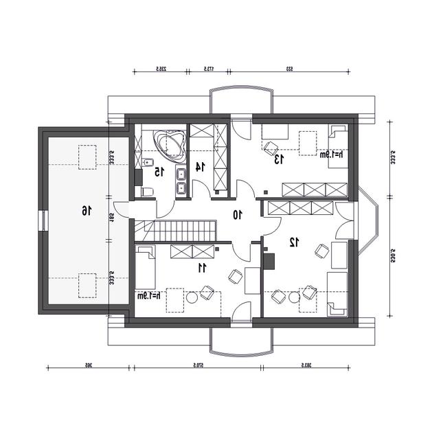 Rzut poddasza lustro POW. 103,4 m²