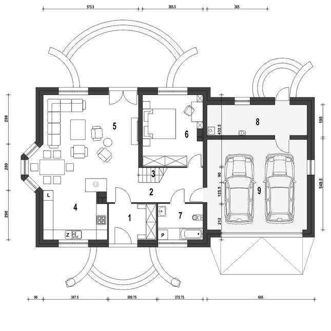 Rzut parteru POW. 127,4 m²