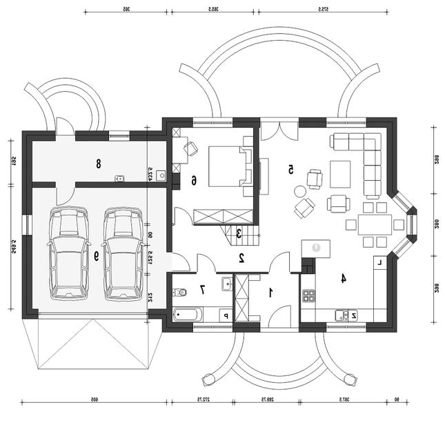 Rzut parteru lustro POW. 127,4 m²