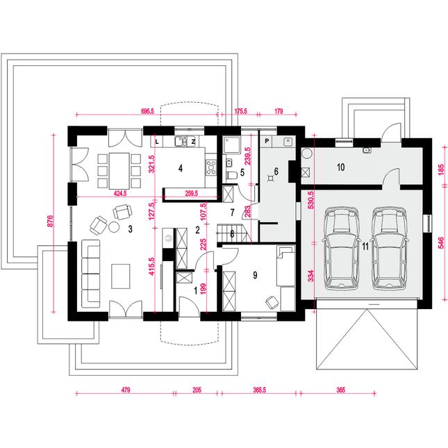 Rzut parteru POW. 118,4 m²