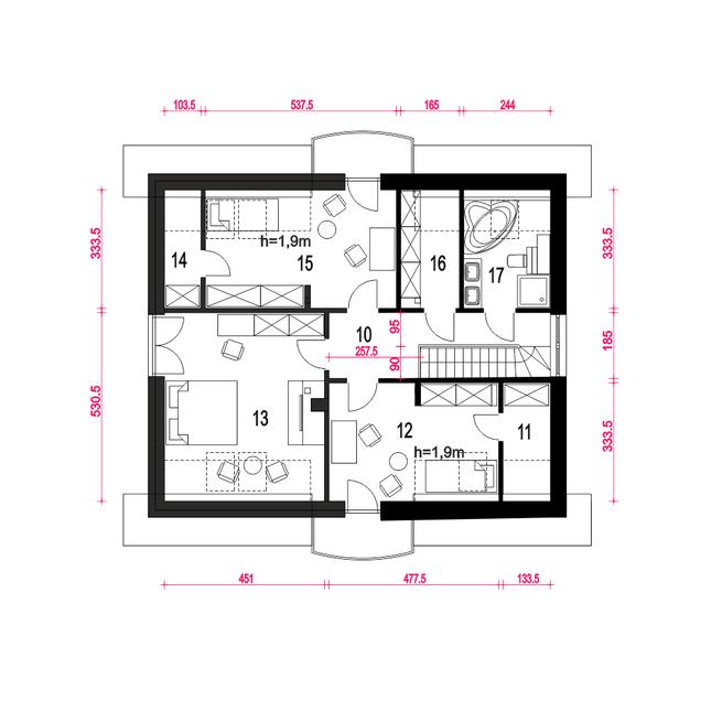 Rzut poddasza POW. 86,1 m²