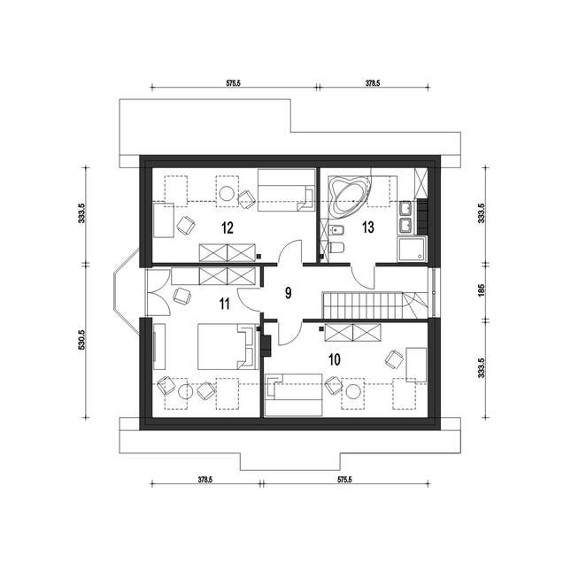 Rzut poddasza POW. 76,4 m²