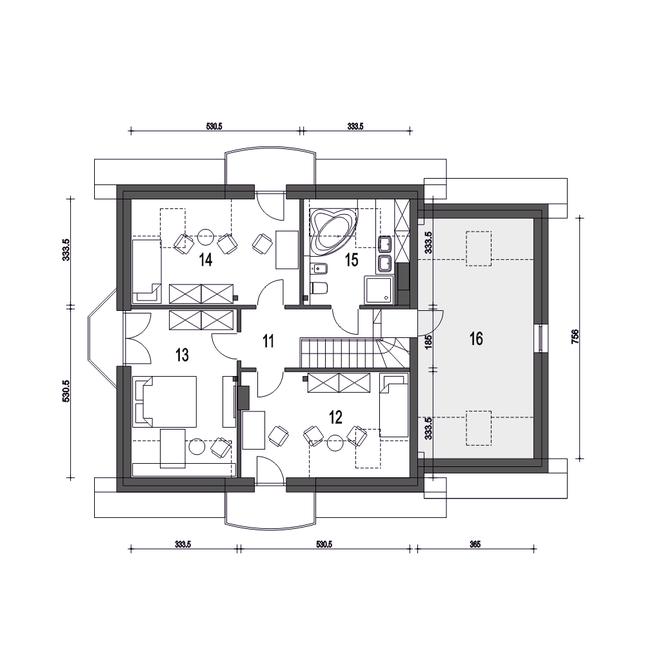 Rzut poddasza POW. 96,1 m²