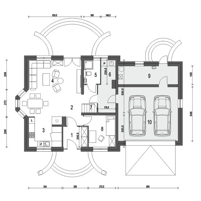 Rzut parteru POW. 119,1 m²