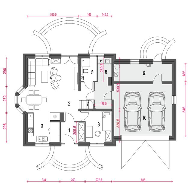 Rzut parteru POW. 119,1 m²
