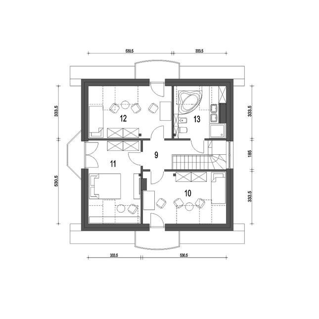 Rzut poddasza POW. 68,8 m²