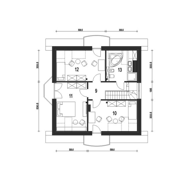 Rzut poddasza POW. 68,8 m²
