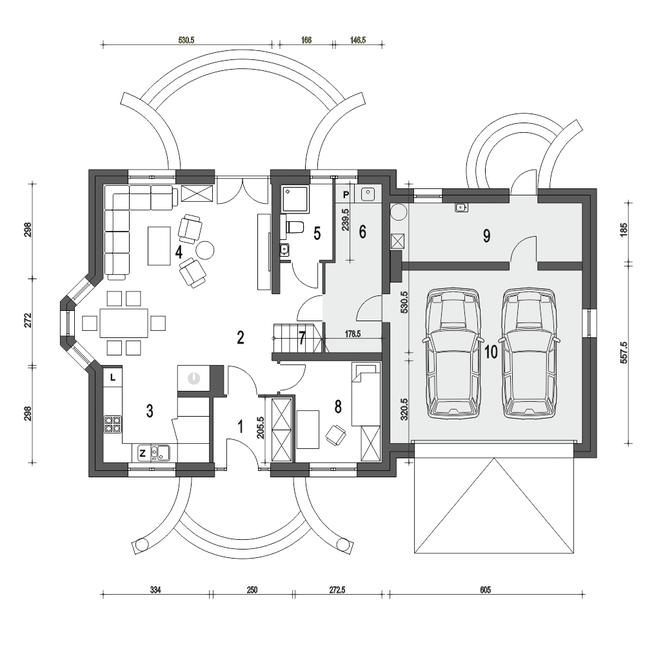 Rzut parteru POW. 118,6 m²