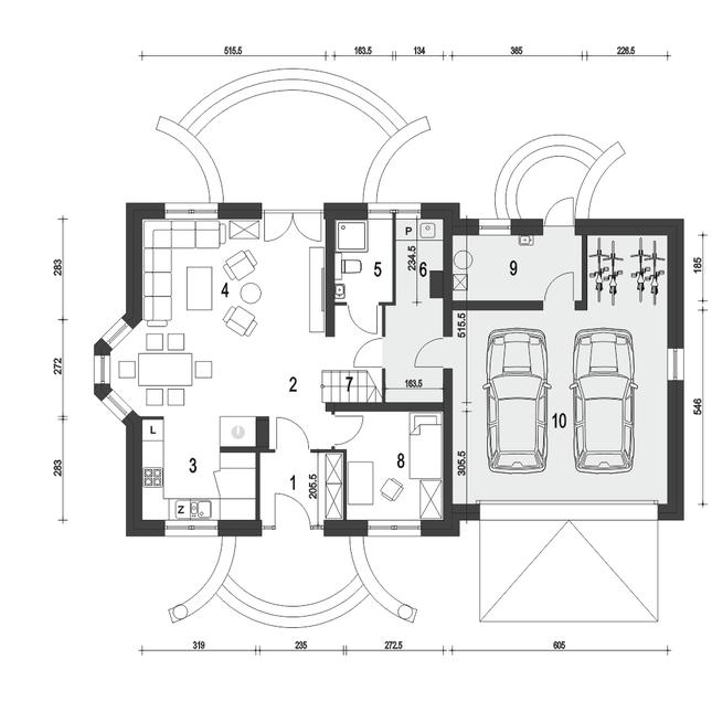 Rzut parteru POW. 113,2 m²
