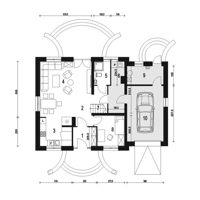 Rzut parteru POW. 94,2 m²