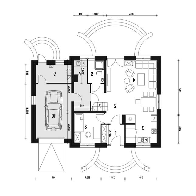 Rzut parteru lustro POW. 94,2 m²