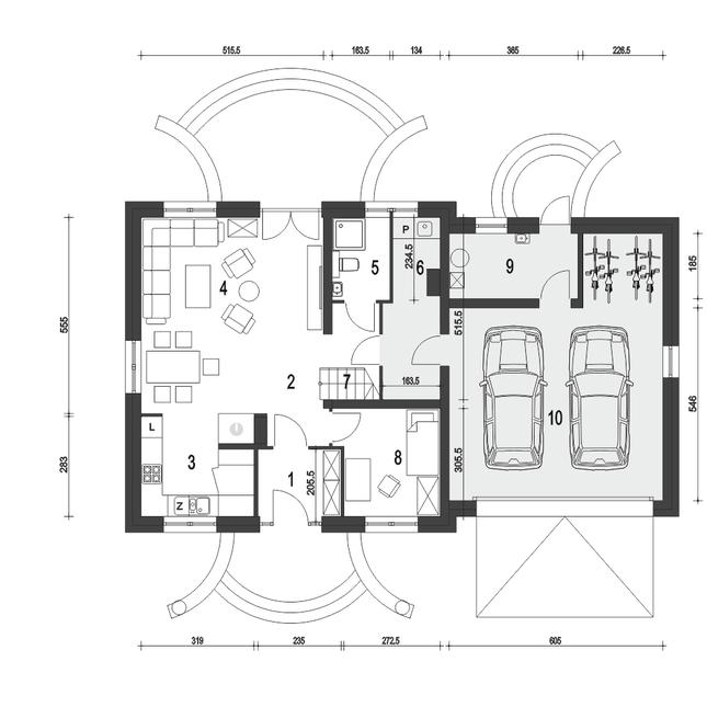 Rzut parteru POW. 110,7 m²