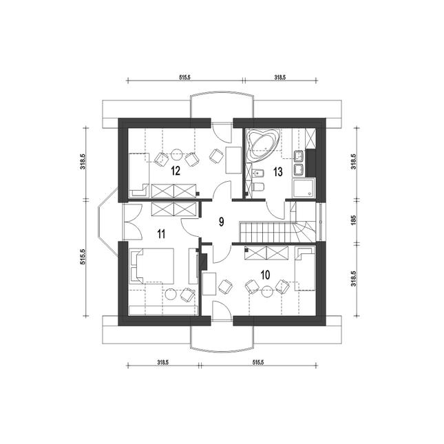 Rzut poddasza POW. 64,2 m²