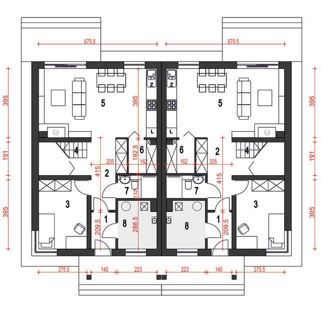 Rzut parteru POW. 65,3 m²