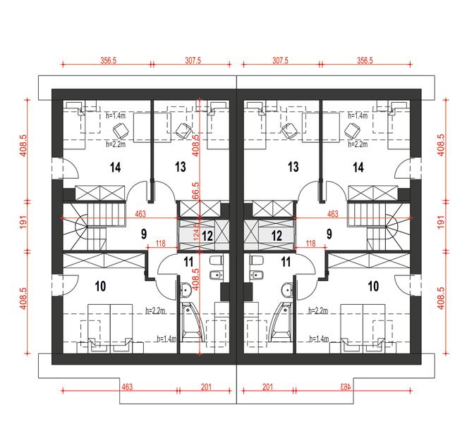 Rzut poddasza POW. 61,0 m²