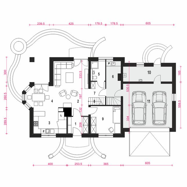 Rzut parteru POW. 126,1 m²
