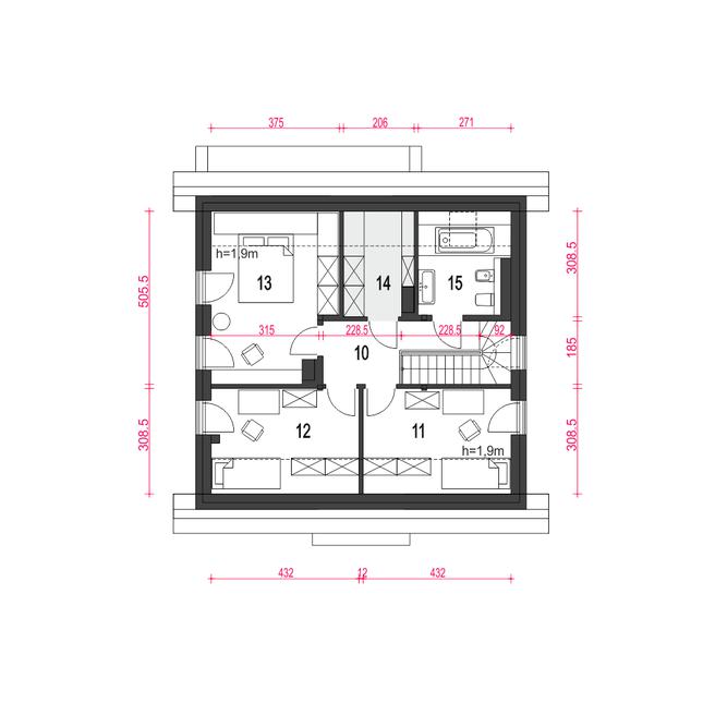 Rzut poddasza POW. 63,8 m²