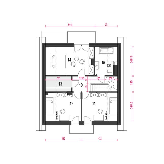Rzut poddasza POW. 69,3 m²