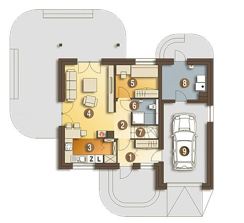 Rzut parteru POW. 75,1 m²