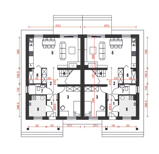 Rzut parteru POW. 65,1 m²