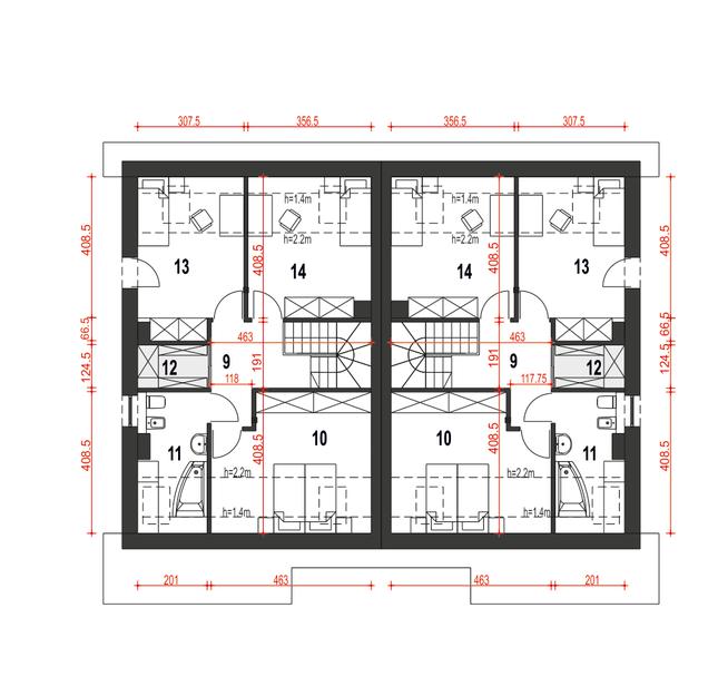 Rzut poddasza POW. 60,7 m²