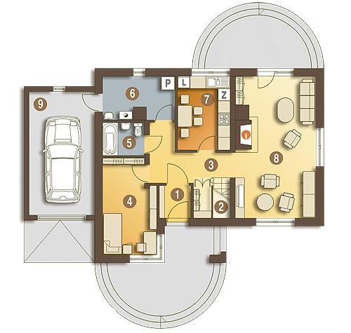 Rzut parteru POW. 89,9 m²