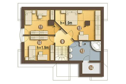 Rzut poddasza lustro POW. 69,6 m²
