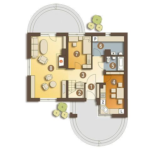 Rzut parteru POW. 71,5 m²