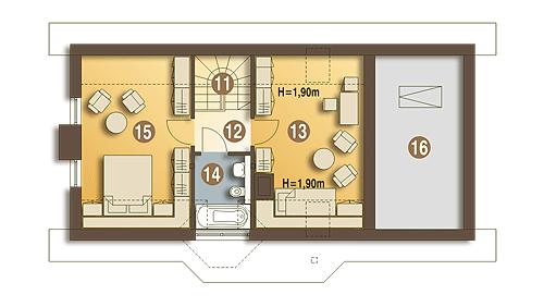 Rzut poddasza POW. 65,8 m²