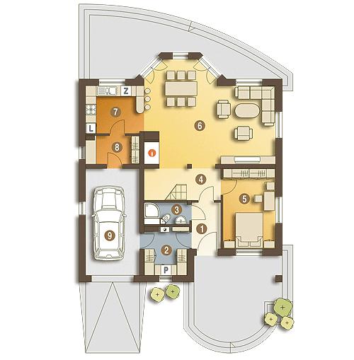 Rzut parteru POW. 105,7 m²