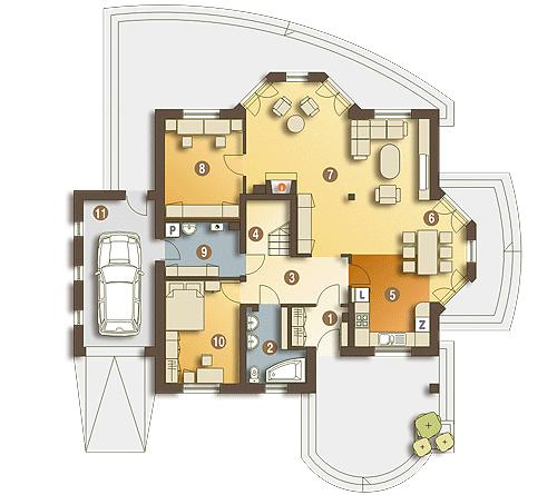 Rzut parteru POW. 127,9 m²