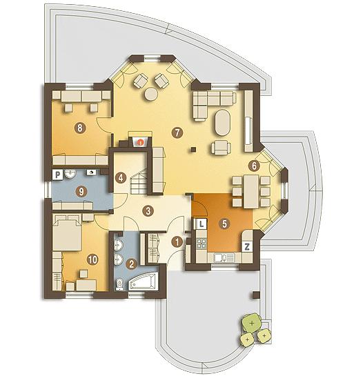 Rzut parteru POW. 110,8 m²